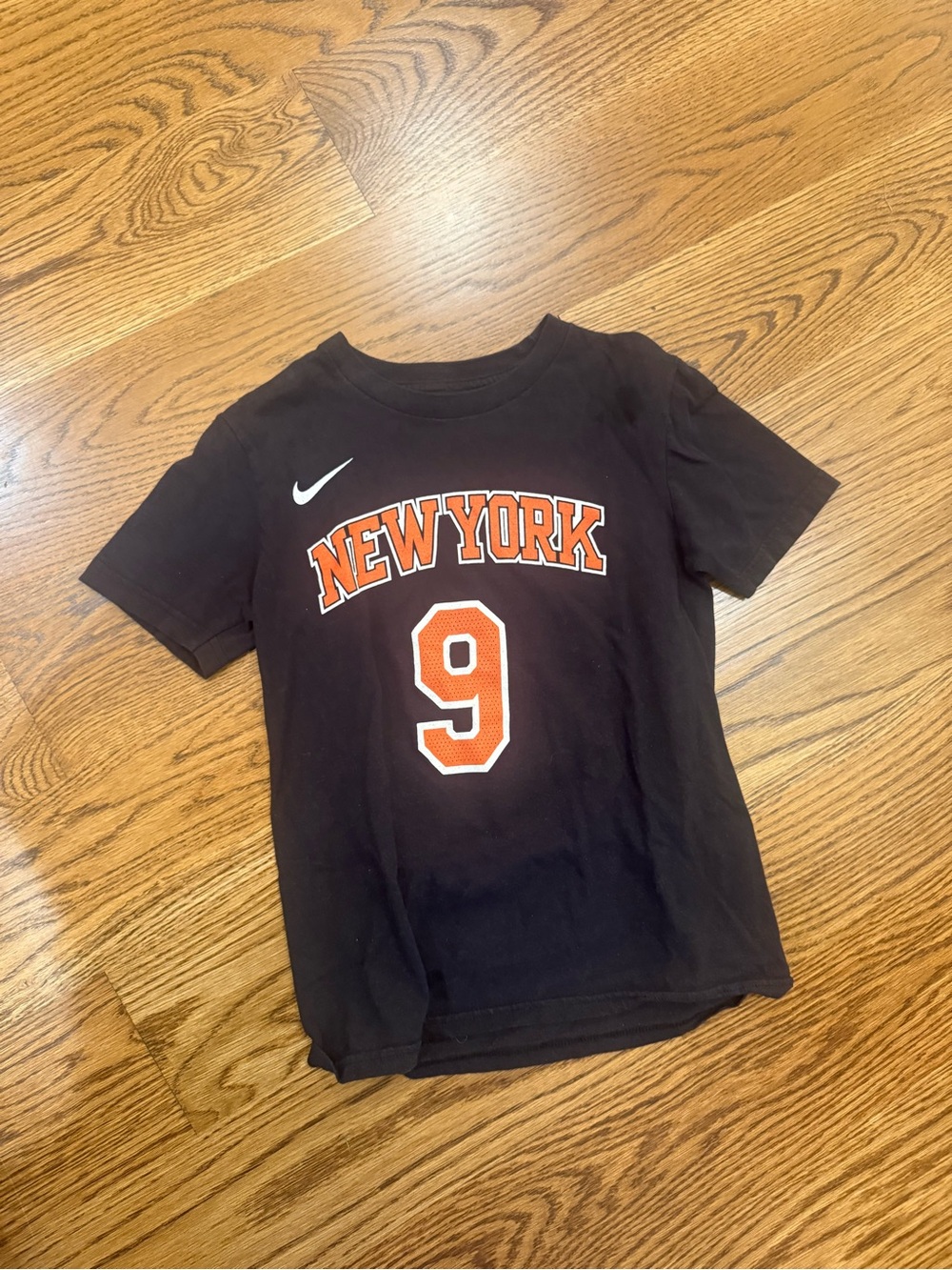 Nike Kids Black Tee with Orange "New York" Graphic and Number 9